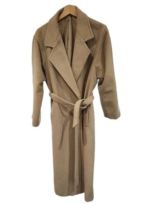 Vintage 90er Camel Kaschmir Wolle Wickel Mantel Long Trench M/L 52% Kaschmir Luxus