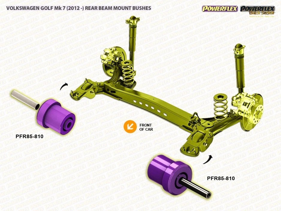 Kit 2 Boccole Silent Block Ponte Posteriore Powerflex Audi A3 (8V) VW Golf VII - Imagen 2 de 4