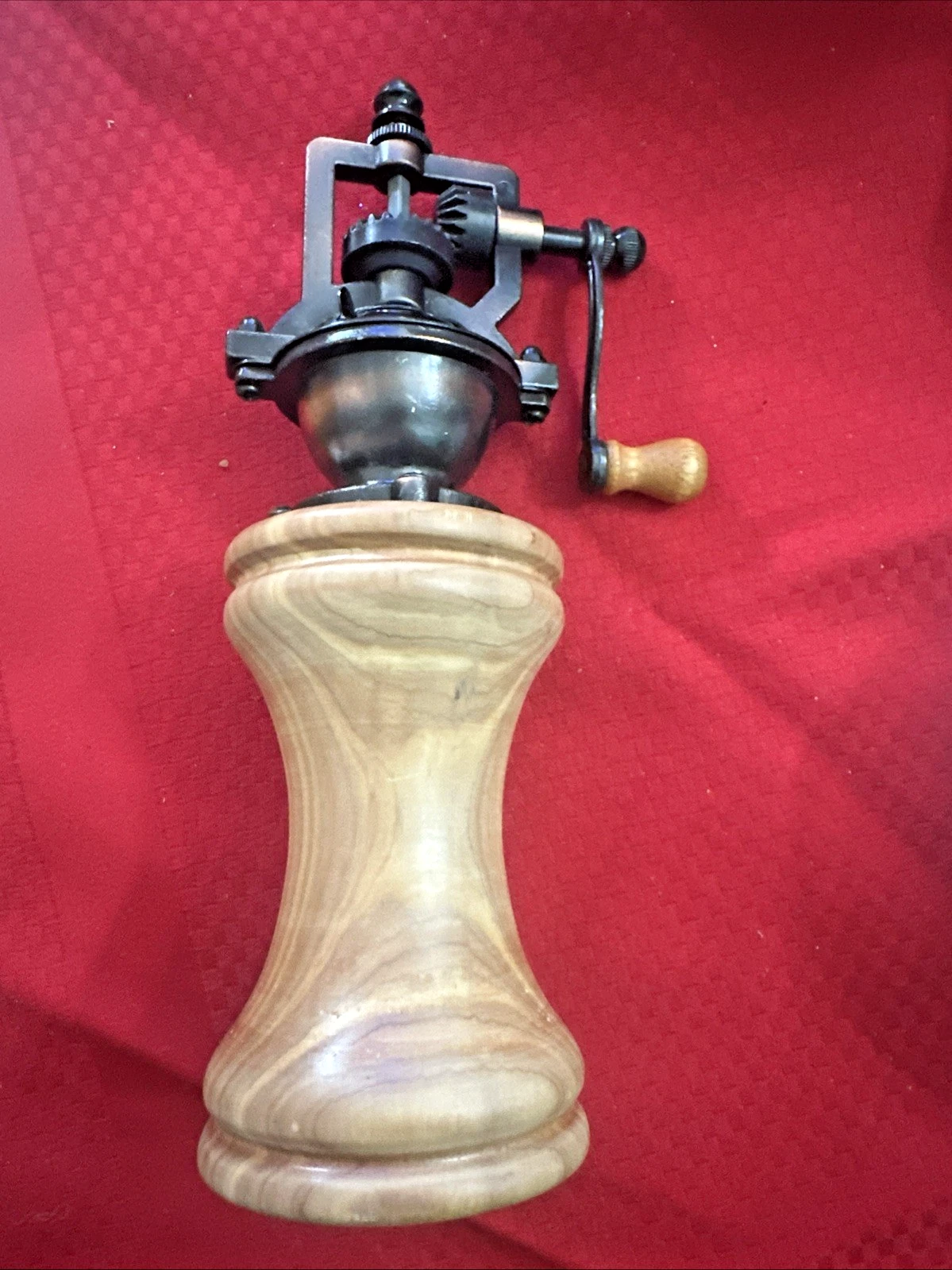 Antique Style Coffee Pepper Mill Grinder Hand Crank Mechanism Metal Wood 8 in