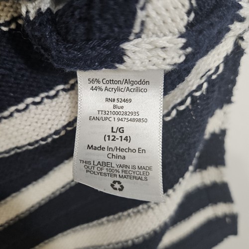Maglione pullover donna oversize TIME AND TRU L 12-14 cotone acrilico blu navy avorio - Foto 9 di 10