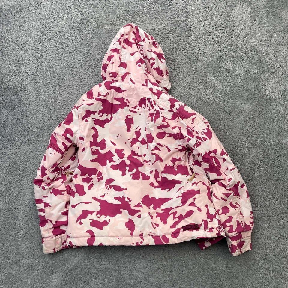Jaqueta Roxy Meninas Extra Pequena Vermelha Camuflagem Parka Snowboarding Nylon Isolada Com Capuz - Imagem 2 de 4