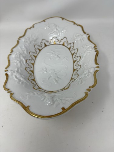 Von Schierholz White Cherubs & Gold  Centerpiece Bowl Old Mark 1910-1930 GUC - Picture 4 of 8