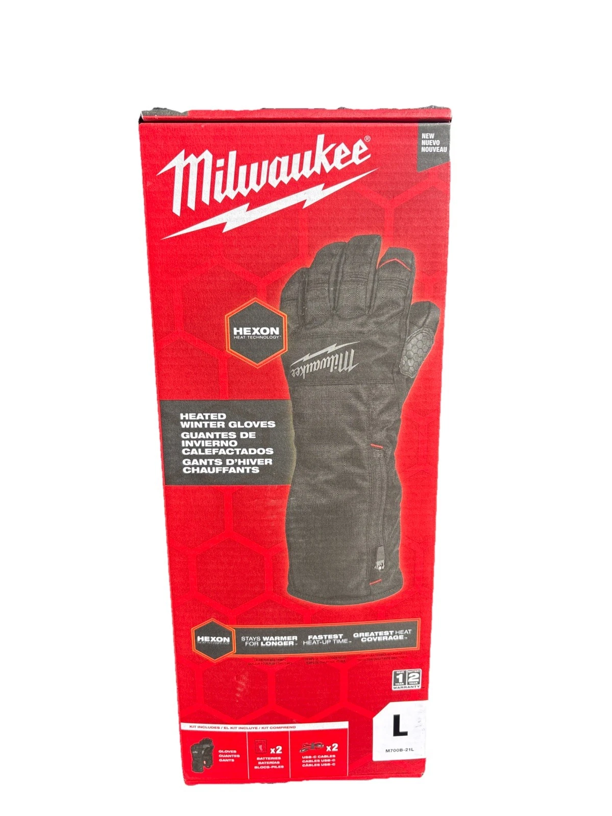 MILWAUKEE HEATED WINTER GLOVES KIT M700B-21L SIZE LARGE NEW IN BOX