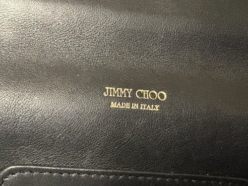 Marvelous Jimmy Choo Black Leather Glitter Reese Clutch - Picture 9 of 12