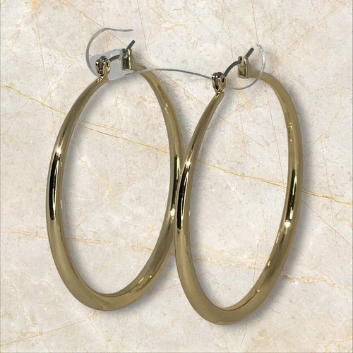 Orecchini a cerchio medio tono oro eleganti minimalisti trendy stile chic moda nuovi con etichette - Foto 4 di 10
