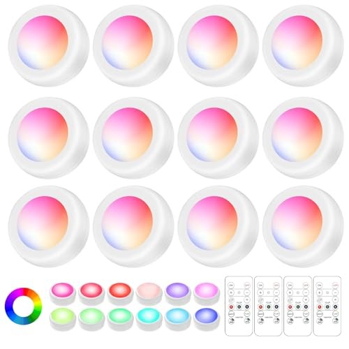 LED Puck Lights with Remote Control, Wireless Under Cabinet Lighting,Color - Bild 2 von 7