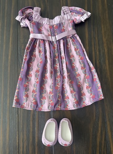 American Girl Doll Caroline Purple Spring Flower Dress And Shoes - Picture 2 of 16