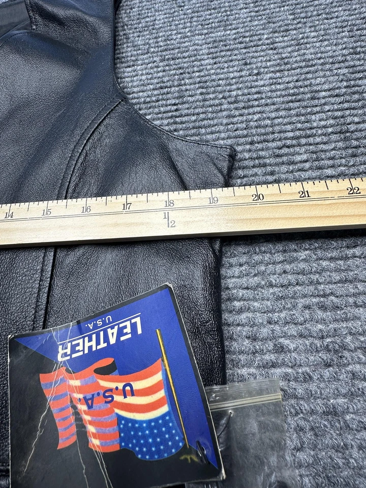 Colete de Couro Feminino EUA Preto Clássico Genuíno Ocidental Motociclista Novo - Imagem 3 de 4