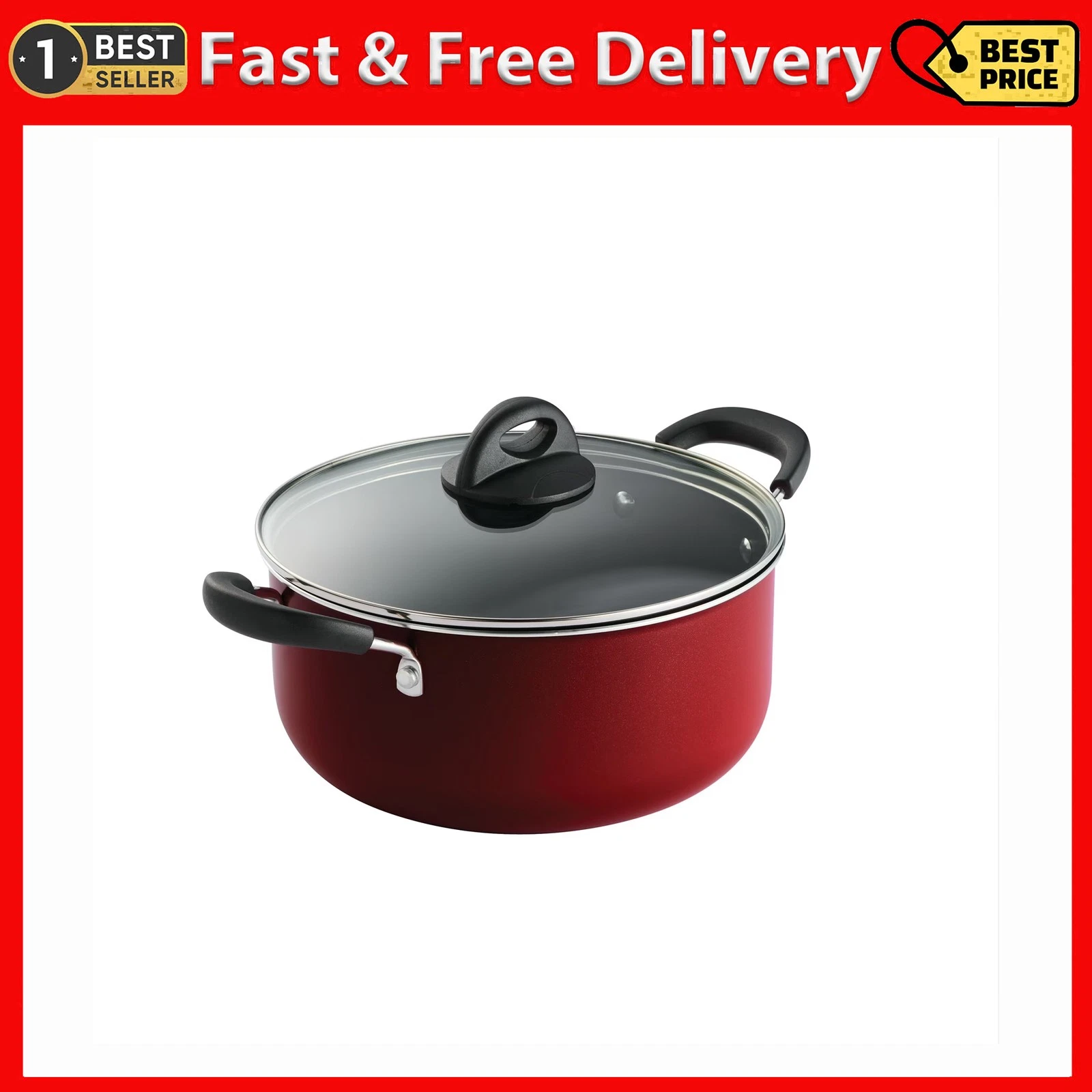 Tramontina Everyday 5 Qt Aluminum Nonstick Covered Dutch Oven – Metallic Red