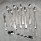 9 New Stainless Steel Iced Tea Or Sundae Spoons 7" Plus 1 Seafood Fork