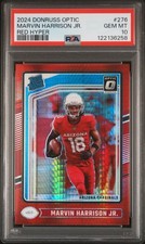 6258 Marvin Harrison Jr 2024 Donruss Optic #276 Red Hyper Rated Rookie PSA 10