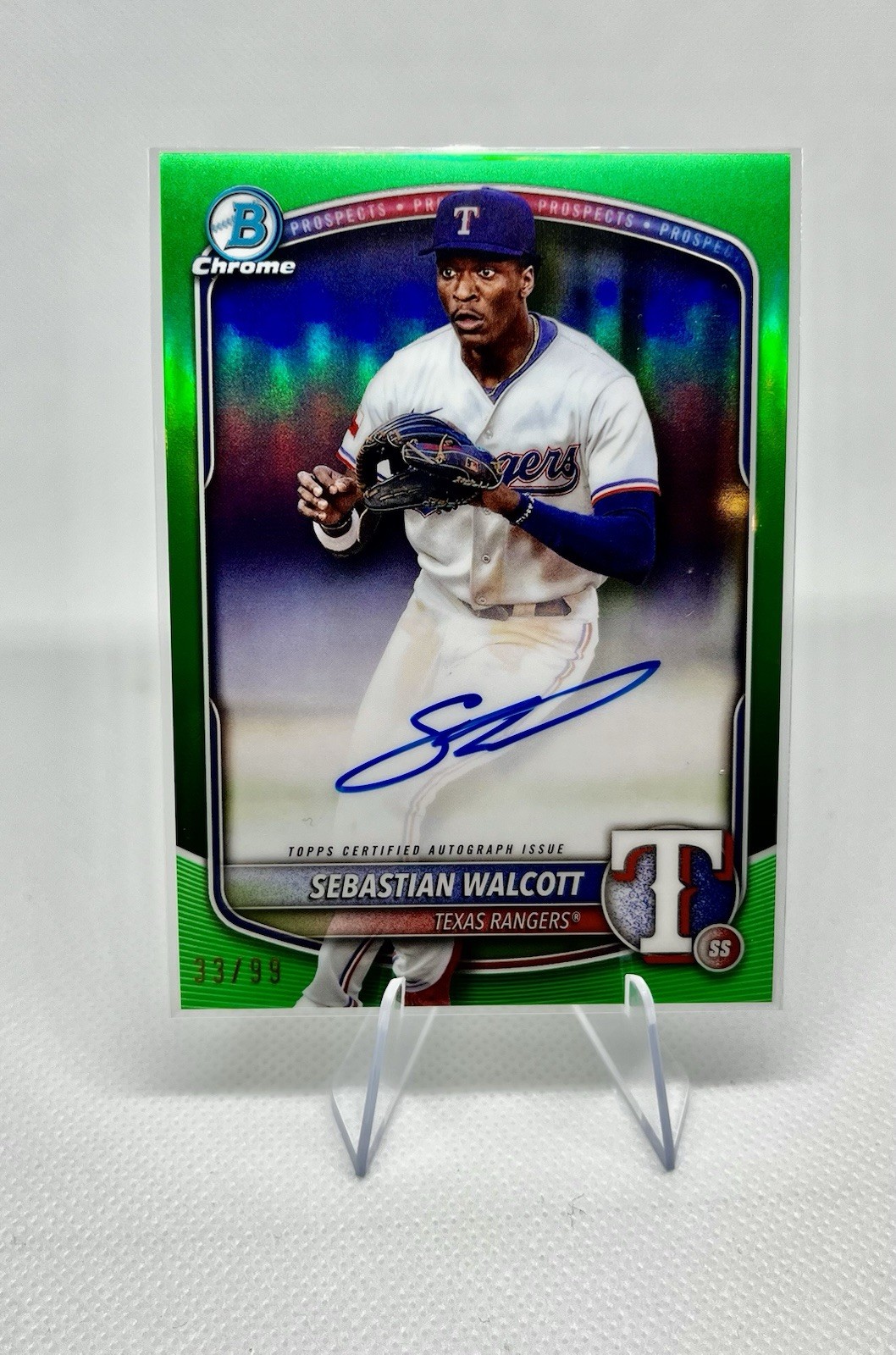 2025 Bowman Chrome Prospect Autographs Sebastian Walcott Green /99 CPA-SW Auto