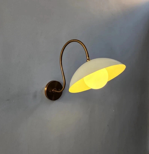 Handcrafted Mid-Century Double Light Brass Wall Sconce,Antique Brass Wall Light - Picture 8 of 9
