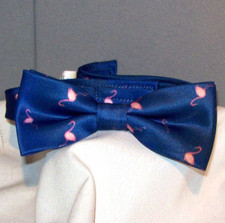 Pre-Tied BLUE with FLAMINGOS Polyester 2" Width 15" Band Bow Tie bt-42