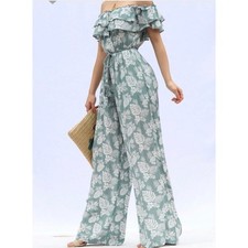 Off shoulder Floral print jumpsuit-Medium
