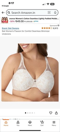 Bali Passion For Comfort Minimizer Underwire Bra 34DDD NWT Beige Leaf Print