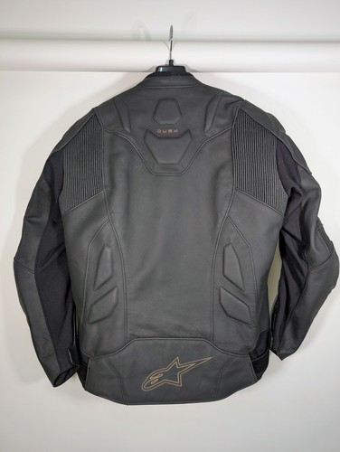 Alpinestars Dusk Motorcycle Motorbike Leather Riding Jacket - Black/Laser - Picture 2 of 8