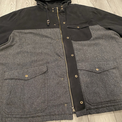 King Size große Wollmischung Jacke Herren Größe 4XL schwarz grau XXXXL Reißverschluss Knopf Mantel - Bild 3 von 15