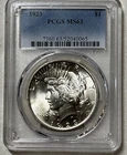 🇺🇸  1923 $1 Peace Dollar PCGS MS63 High Luster Silver Dollar