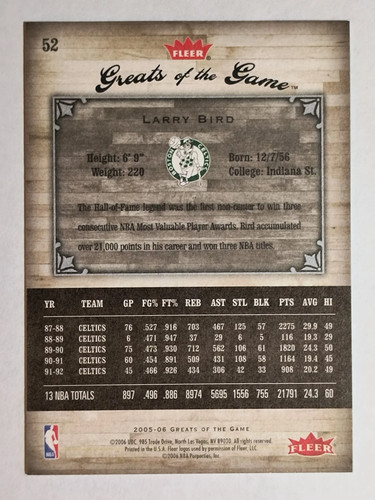 2005-06 Grandi del Gioco #52 Larry Bird - Foto 2 di 2