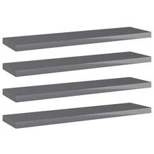  Shelf Set of 4 High gloss grey Engineered wood 15.7x3.9x0.6 in