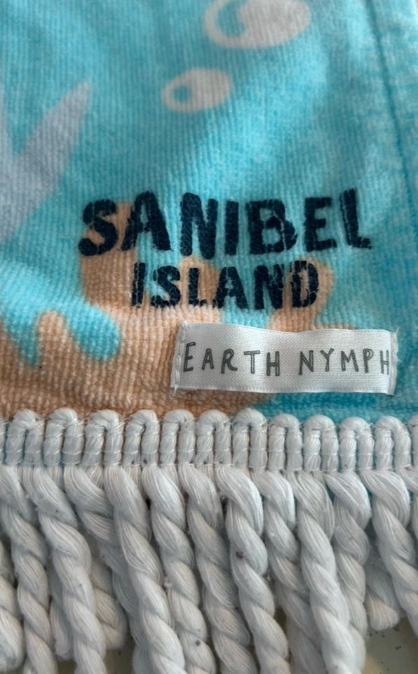 Poncho de baño de playa Earth Nymph tiburón cangrejo pez azul algodón Sanibel bebé niño O/S Foto 2 de 4