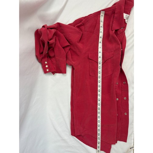 Vintage Ryan Michael Red Button Down Shirt 100% Silk Western Cowboy Snap Size S - Picture 9 of 9