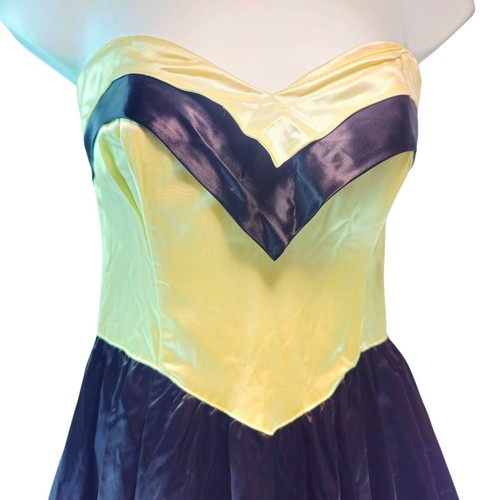 VTG 80s Gunne Sax Jessica McClintock Black Satin Strapless dress Gown Sz 5 Prom - Picture 2 of 16