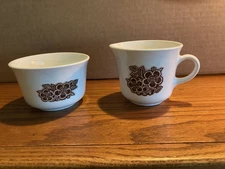 Vintage Corelle “Brown Flowers” Creamer and Sugar Set