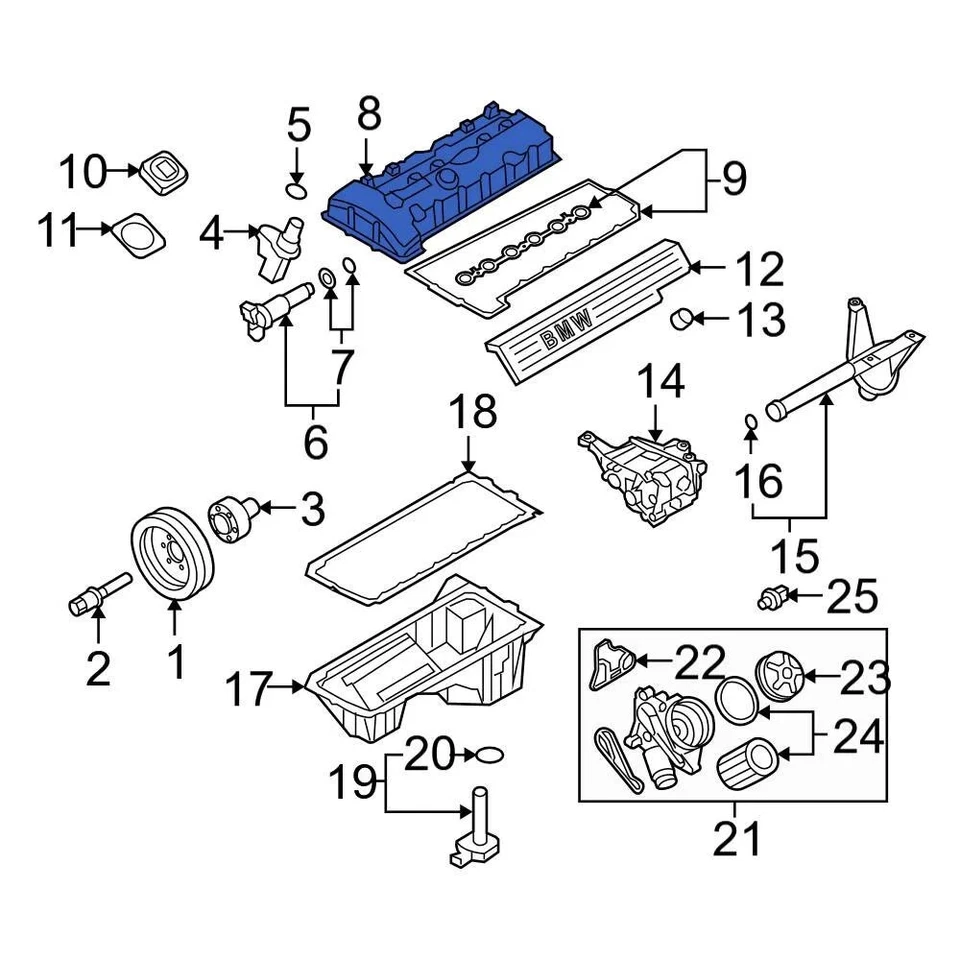 For BMW Z4 2006 BMW 11127548274 Engine Valve Cover Foto 2 de 3
