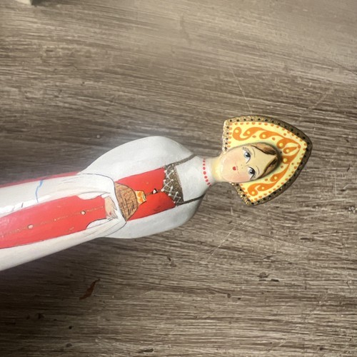 Vintage Russian Doll Christmas Ornament Hand Carved Painted Wood 4.5” - Picture 4 of 6