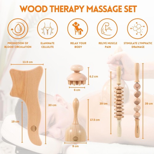 Wood Therapy Massage Tools, Maderoterapia Kit with Lymphatic Drainage Massage... - Bild 2 von 7
