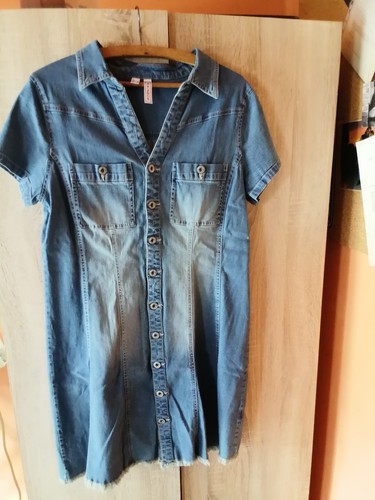 Damen Jeans Kleid, kurzärmig mit 2 Brusttaschen Gr. 44 von Rainbow