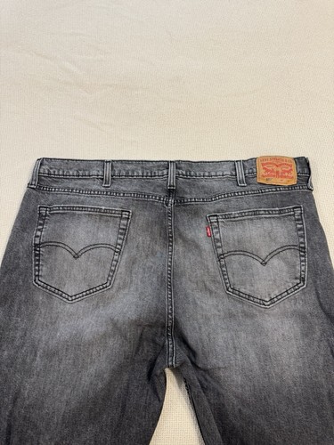 Levi's 502 Tapered Leg Jeans Men's 44x36 Charcoal Wash Denim Stretch EUC - Picture 12 of 12