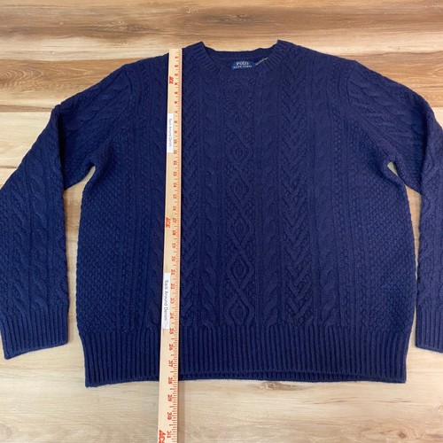 Vintage Polo Ralph Lauren Sweater Mens XXL Navy Blue Cable Knit Wool Alpaca - Picture 4 of 9