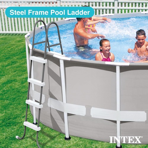 Intex Steel Frame Above Ground Swimming Pool Entry/Exit Ladder for 48" Grey - Picture 3 of 8