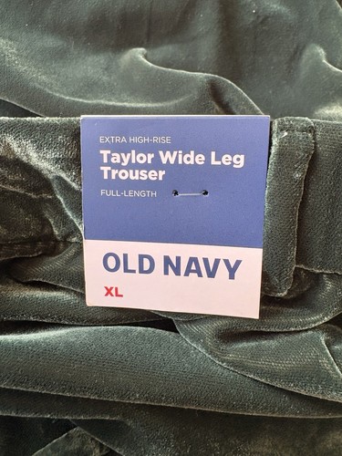 Old Navy Damen Gr. XL extra hoher Bund Taylor Hose Samthose grün - Bild 8 von 10