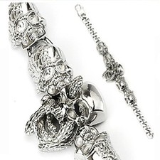 Skull and Skull Tribal Stainless Bracelet Wristband K135