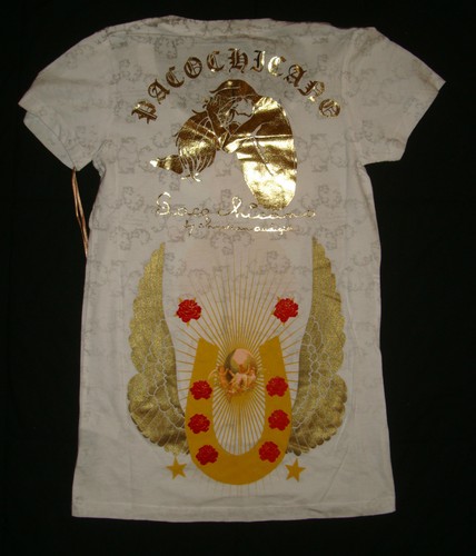 ED HARDY Christian Audigier PACO CHICANO GOLD FOIL Angle Virgo T-SHIRT Tee NEW M - Picture 15 of 21