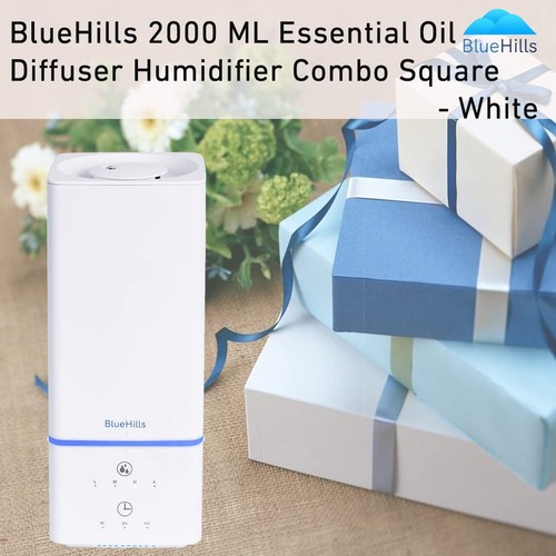 BlueHills 2000 ML Ätherisches Öl Diffusor Luftbefeuchter Combo Quadratisch Weiß Aroma - Bild 2 von 7