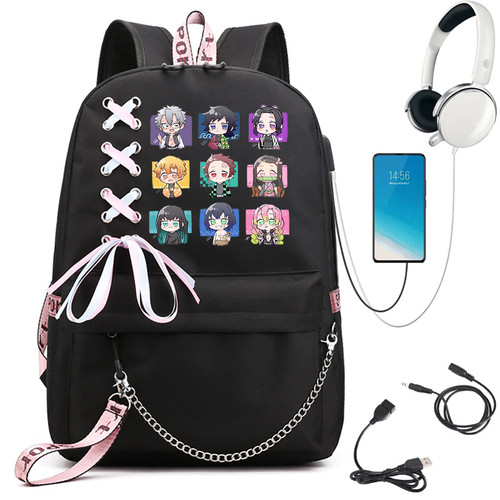 Mochila escolar Anime Demon Slayer Bolso escolar Bolsas de viaje de hombro adolescente Mochila Regalo - Imagen 3 de 27