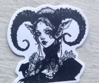 Haunted Doll Active Spirit Horror Demon Girl Horns Death Sticker Black 1Pc