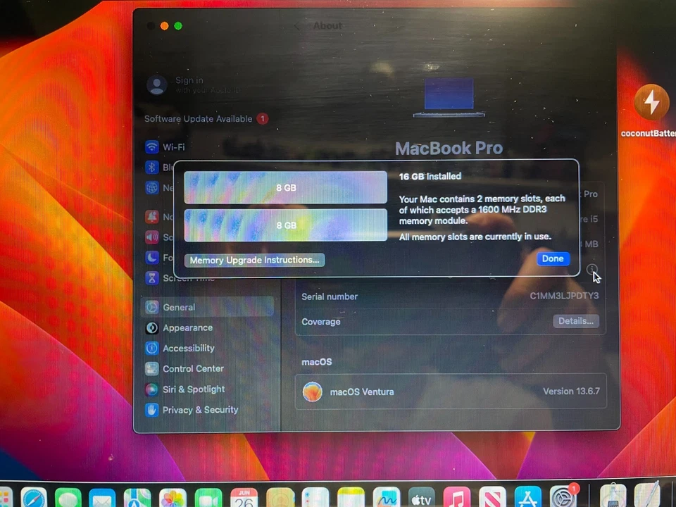 MacBook Pro 2012 13" 2.5GHz i5 16GB RAM Ventura OCLP - ¡Nuevo 512GB SSD & Batería!! Foto 4 de 4