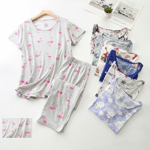 Womens Capri Set Sleepwear Pajamas Woman Sleep Nightshirt Home wear Nightwear Pj - Picture 4 of 123