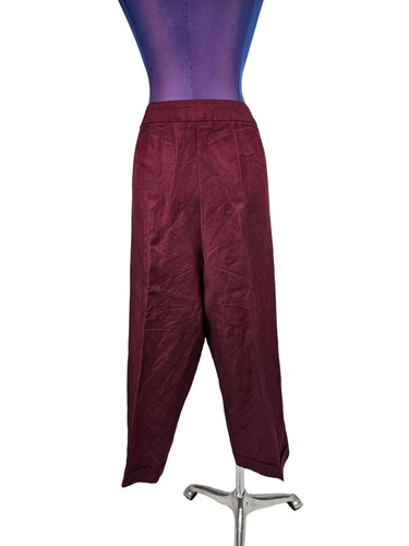 Talbots Signature Burgundy Linen Blend Cropped Pants Size 16 Women's L59 - Picture 6 of 10