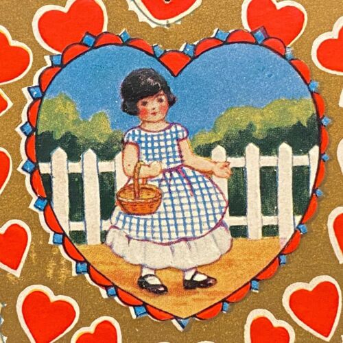 1927 VINTAGE **VALENTINE GREETING CARD** {{{BEAUTIFUL COLOR ILLUSTRATION}}} ! - Picture 3 of 12