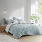 Nk+Ivy 100% Cotton 3pcs Comforter Set, Trendy Stripe Design, Down Alternative