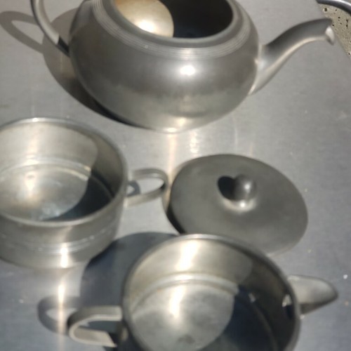 Set of pewter teapot and sugar bowl? vintage - Picture 2 of 7