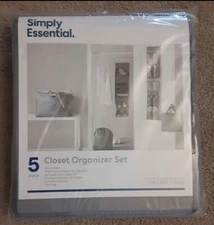 Simply Essential Gray 5 Piece Hanging Closet Organizer Set w/ Laundry Bag & Tote