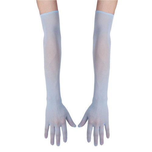 Women's Sheer Mesh Long Gloves Wedding Bridal Full Finger Stretchy Arm Gloves - Picture 5 of 38